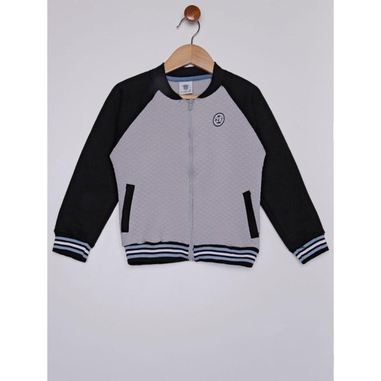 Jaqueta Bomber Infantil para Menino - Cinza/preto - Cinza Menor preço em Jaqueta Bomber Infantil para Menino - Cinza/preto - Cinza