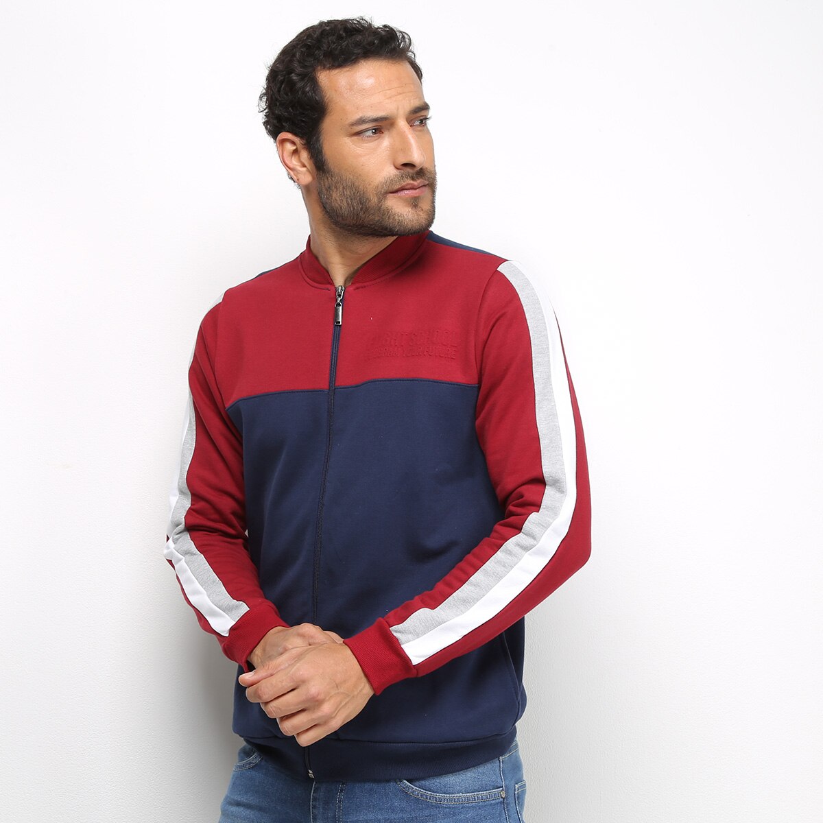 jaqueta bomber listrada
