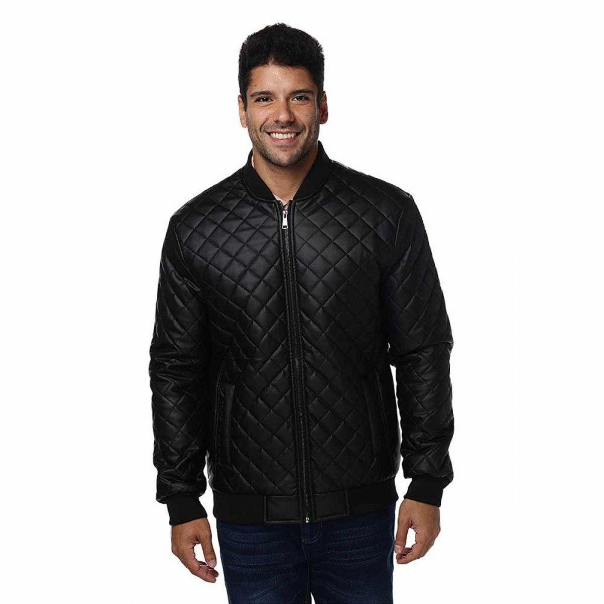 jaqueta masculina bomber manga longa preta
