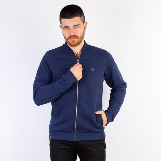 Jaqueta bomber masculina de moletom 79020 - Azul Menor preço em Jaqueta bomber masculina de moletom 79020 - Azul