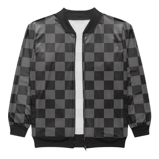 Jaqueta Bomber Vista Rock Estampa Xadrez - Cinza Menor preço em Jaqueta Bomber Vista Rock Estampa Xadrez - Cinza