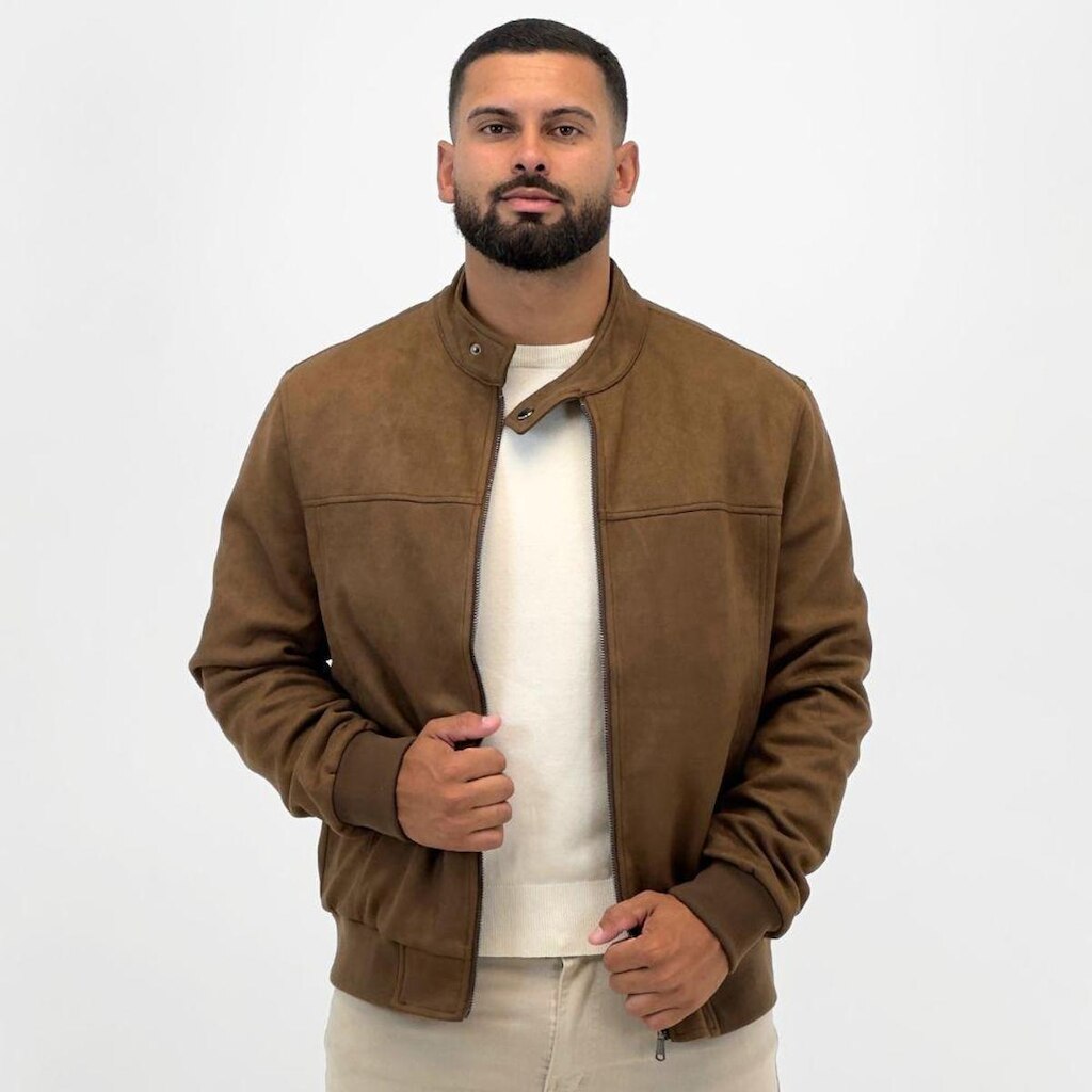 Jaqueta Broken Rules em Suede com Zíper Masculino