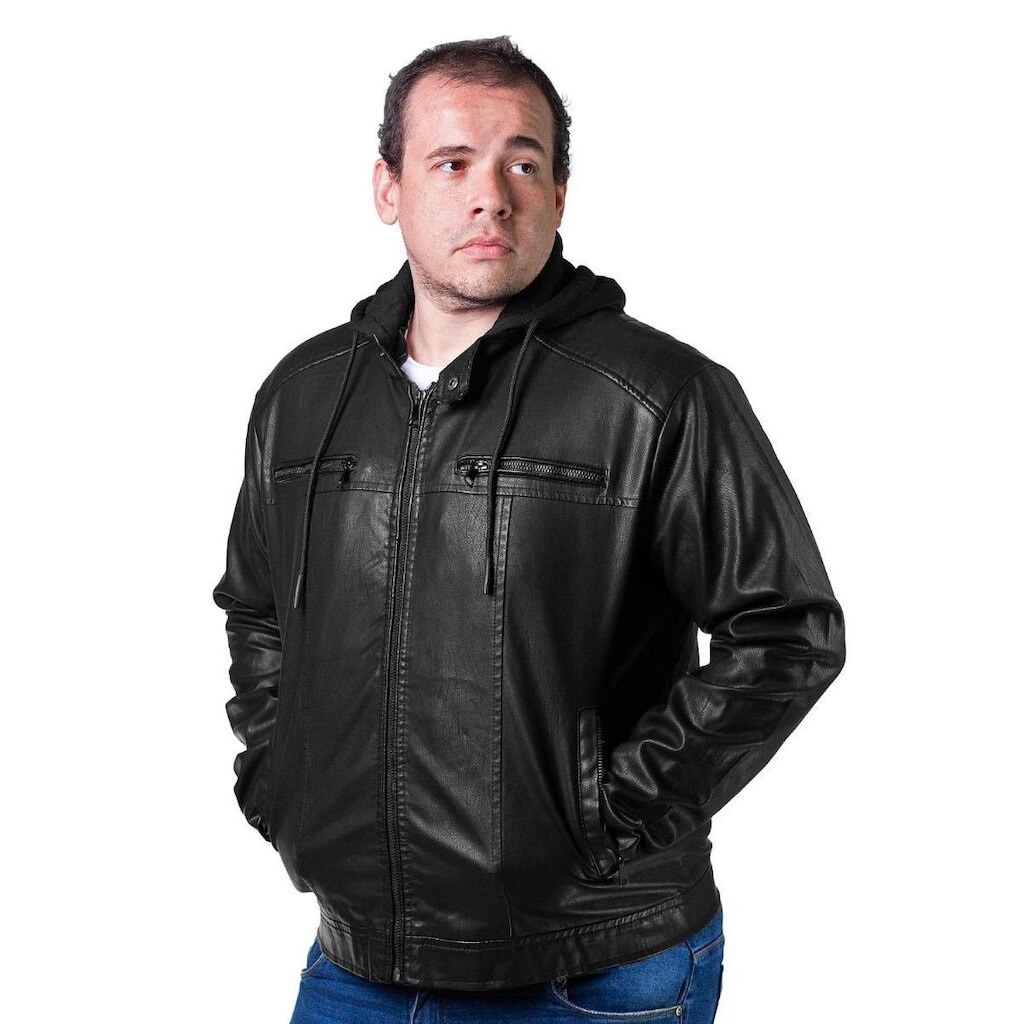 Jaqueta Broken Rules PU Plus Size Masculina 528010 Preto