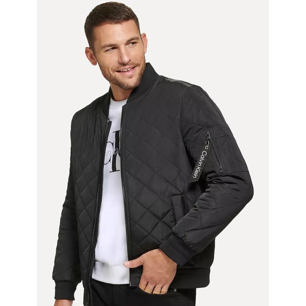 Jaqueta Calvin Klein Bomber CK Zip Preta