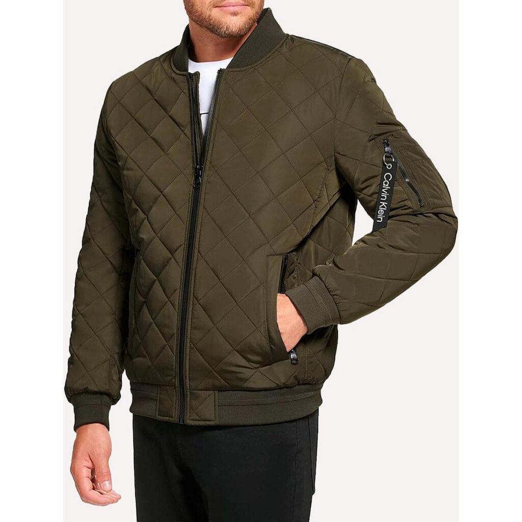 Jaqueta Calvin Klein Jeans Bomber CK Zip Verde Oliva