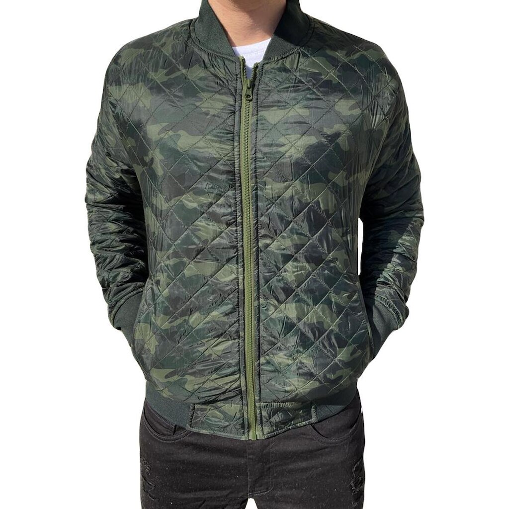 Jaqueta Camuflada Masculina Nylon Bomber Matelassê Premium