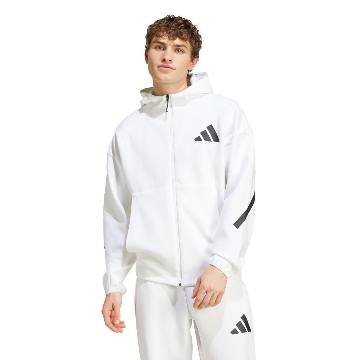 epine é frill zip sweat blouson white Jaqueta Capuz New adidas Z.N.E. Full-Zip - Branco | Netshoes