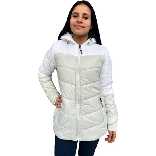 Jaqueta Casaco Feminina Aberta Com Touca Inverno Premium Cinza+