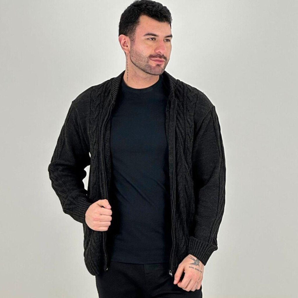 Jaqueta Cellus de Lã Gola Alta Masculina