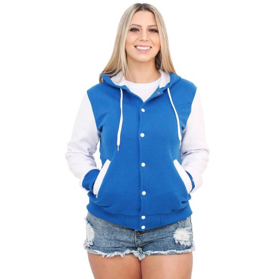 Jaqueta College Moletom Feminina Com Capuz - Azul é ruim? Jaqueta College Moletom Feminina Com Capuz - Azul é boa?