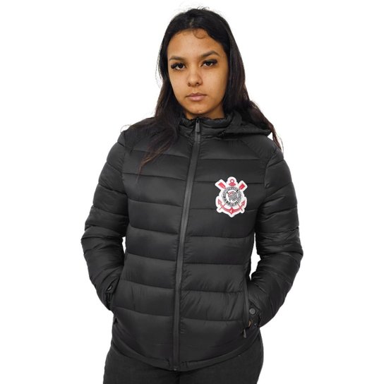 Jaqueta Corinthians Puffer Símbolo Com Capuz - Feminino Tamanho:M;Cor:;Gênero:Feminino