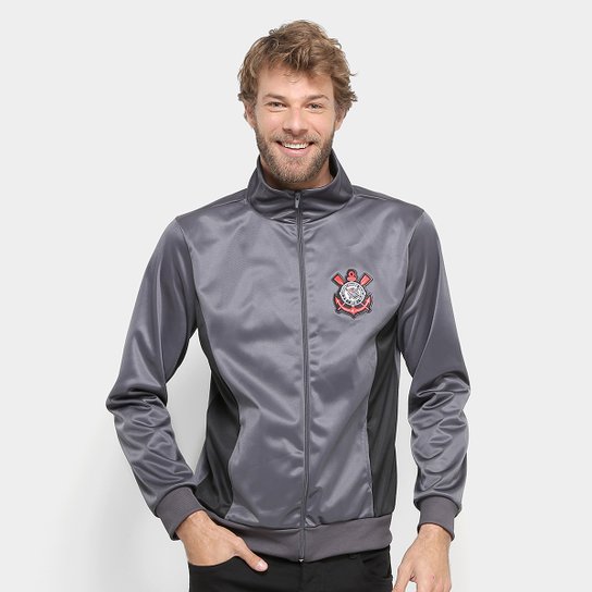 Jaqueta Corinthians Trilobal Leon Masculina - Cinza+Preto