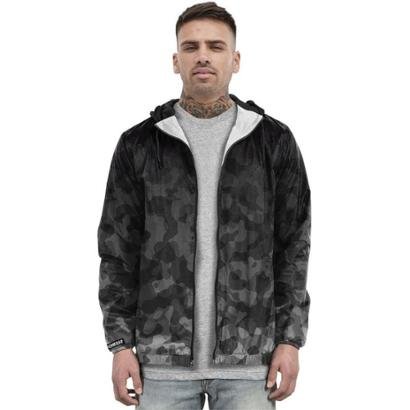 Jaqueta Corta Vento Chess Clothing Camuflado Masculina Preto
