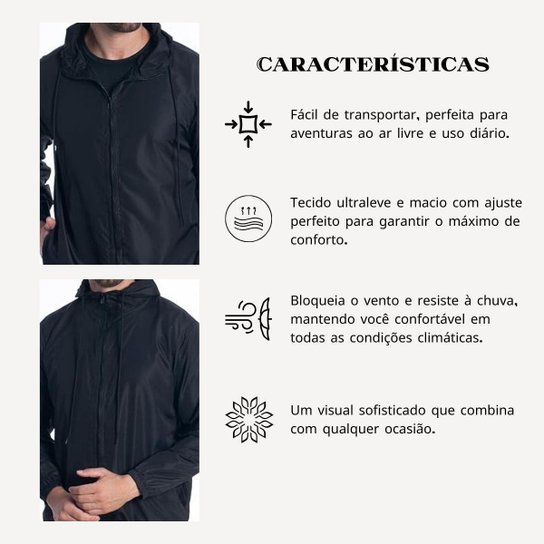 Jaqueta Corta Vento Masculina Dagg Impermeável Esportiva Treino Corrida Com Capuz Leve Confortável