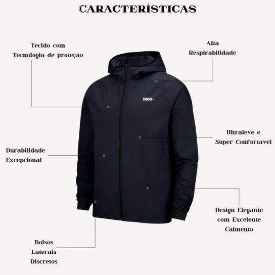 Jaqueta Corta Vento Masculina Dagg Impermeável Esportiva Treino Corrida Com Capuz Leve Confortável