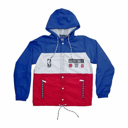 Jaqueta Corta Vento NBA Masculina - Marinho+Vermelho Menor preço em Jaqueta Corta Vento NBA Masculina - Marinho+Vermelho