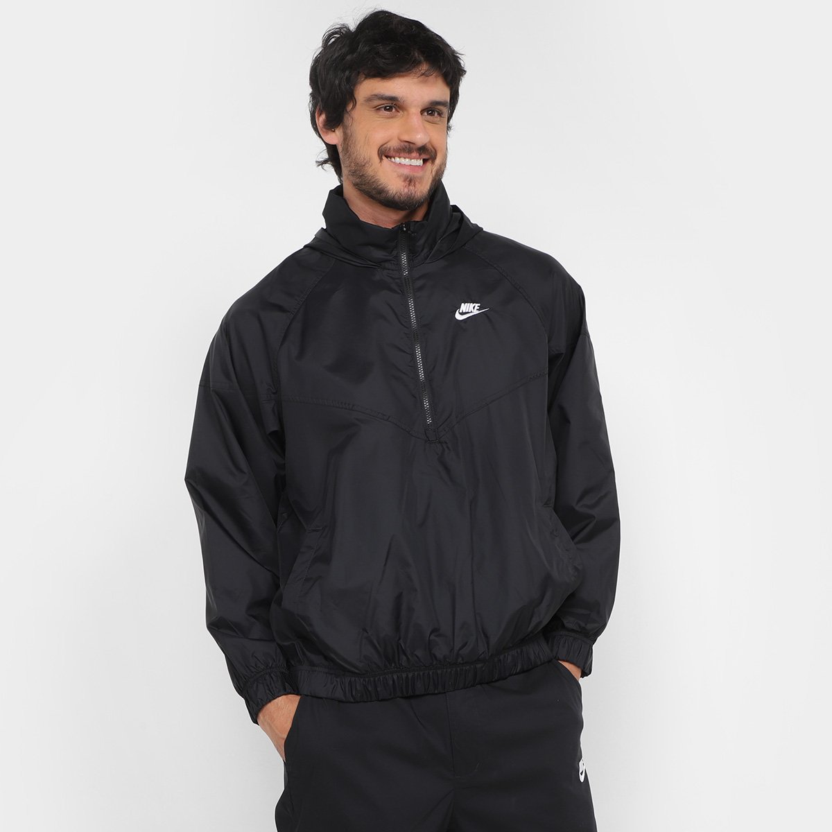 Jaqueta Corta Vento Nike Sportswear Club Masculina Preto+Branco