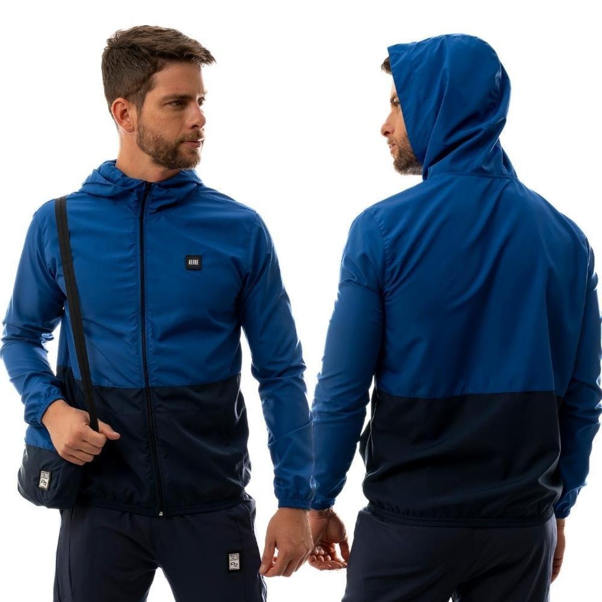 Jaqueta Corta Vento Sem Forro Masculina Com Zíper e Capuz Resistente a Água Com Shoulder Bag Menor preço em Jaqueta Corta Vento Sem Forro Masculina Com Zíper e Capuz Resistente a Água Com Shoulder Bag