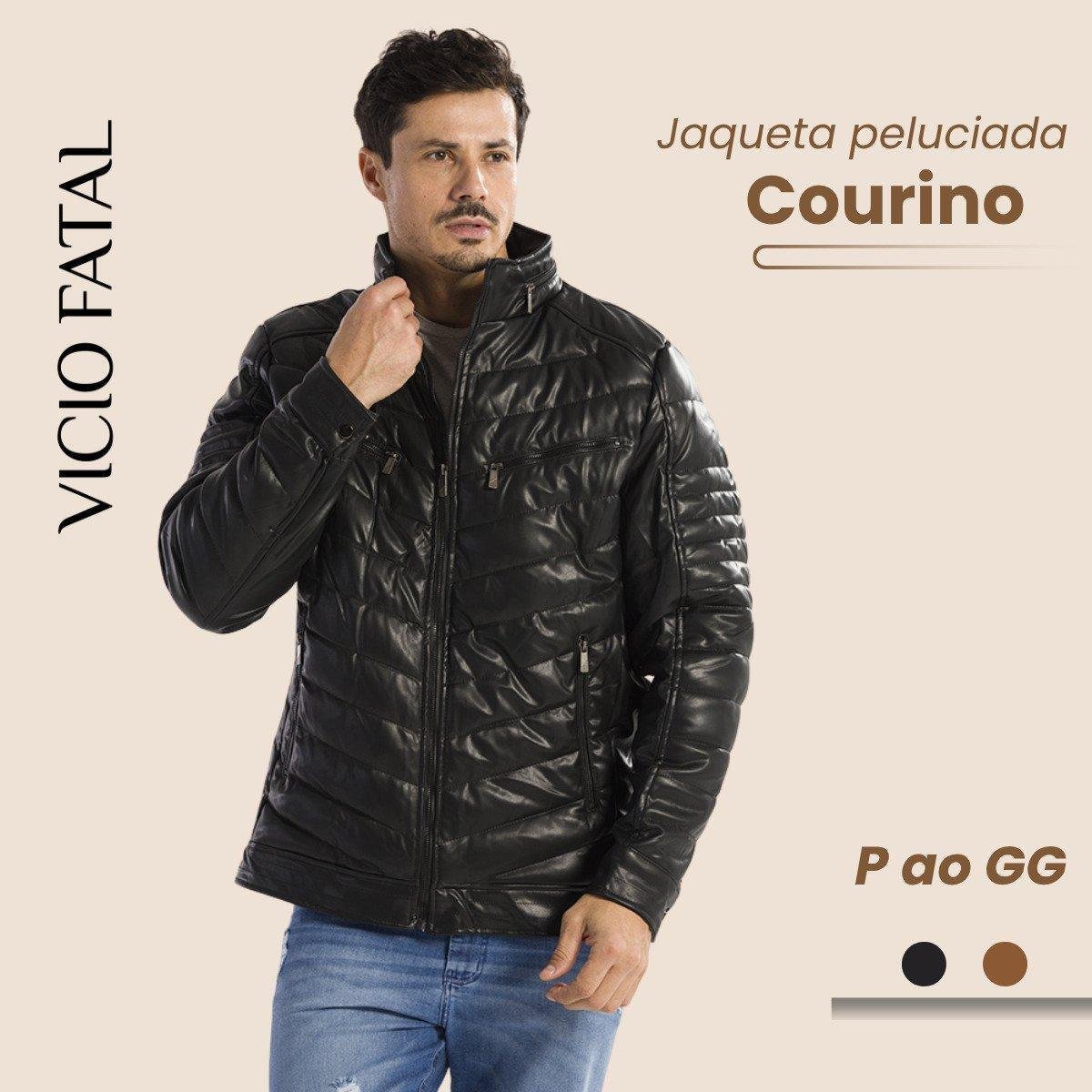 Jaqueta Couro Masculina Forrada Casaco Impermeável Peluciada