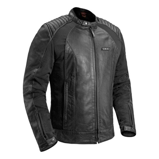 Jaqueta Couro Texx Storm Preta Moto Casual com Protetor - Preto Menor preço em Jaqueta Couro Texx Storm Preta Moto Casual com Protetor - Preto