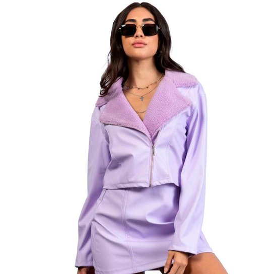 Jaqueta Cropped Myft Teddy Feminino