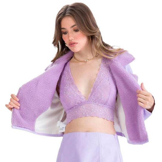 Jaqueta Cropped Myft Teddy Feminino