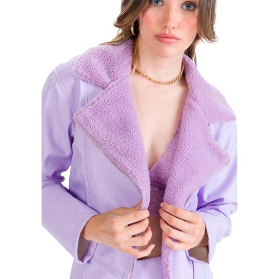 Jaqueta Cropped Myft Teddy Feminino