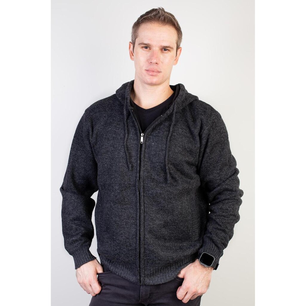 Jaqueta de malha térmica masculina com capuz 90149