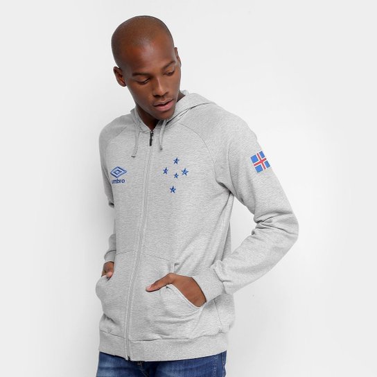 Jaqueta de Moletom Cruzeiro Torcedor Umbro Masculina - Cinza Menor preço em Jaqueta de Moletom Cruzeiro Torcedor Umbro Masculina - Cinza