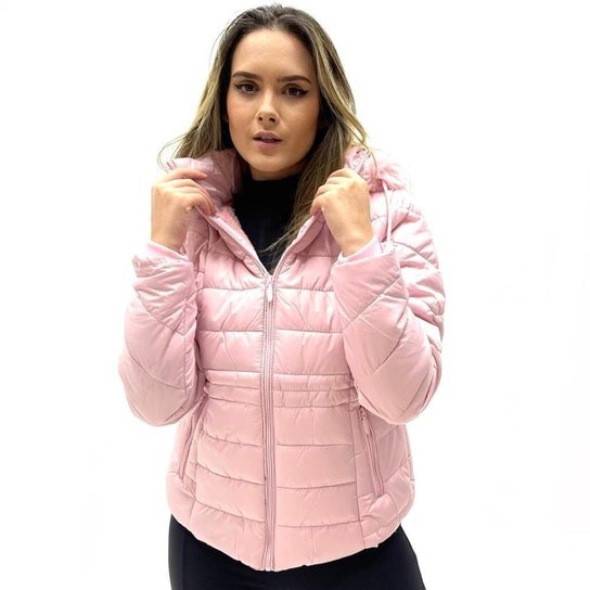 JAQUETA DE NYLON DUNIALIN COM CAPUZ FEMININA - Rosa Menor preço em JAQUETA DE NYLON DUNIALIN COM CAPUZ FEMININA - Rosa