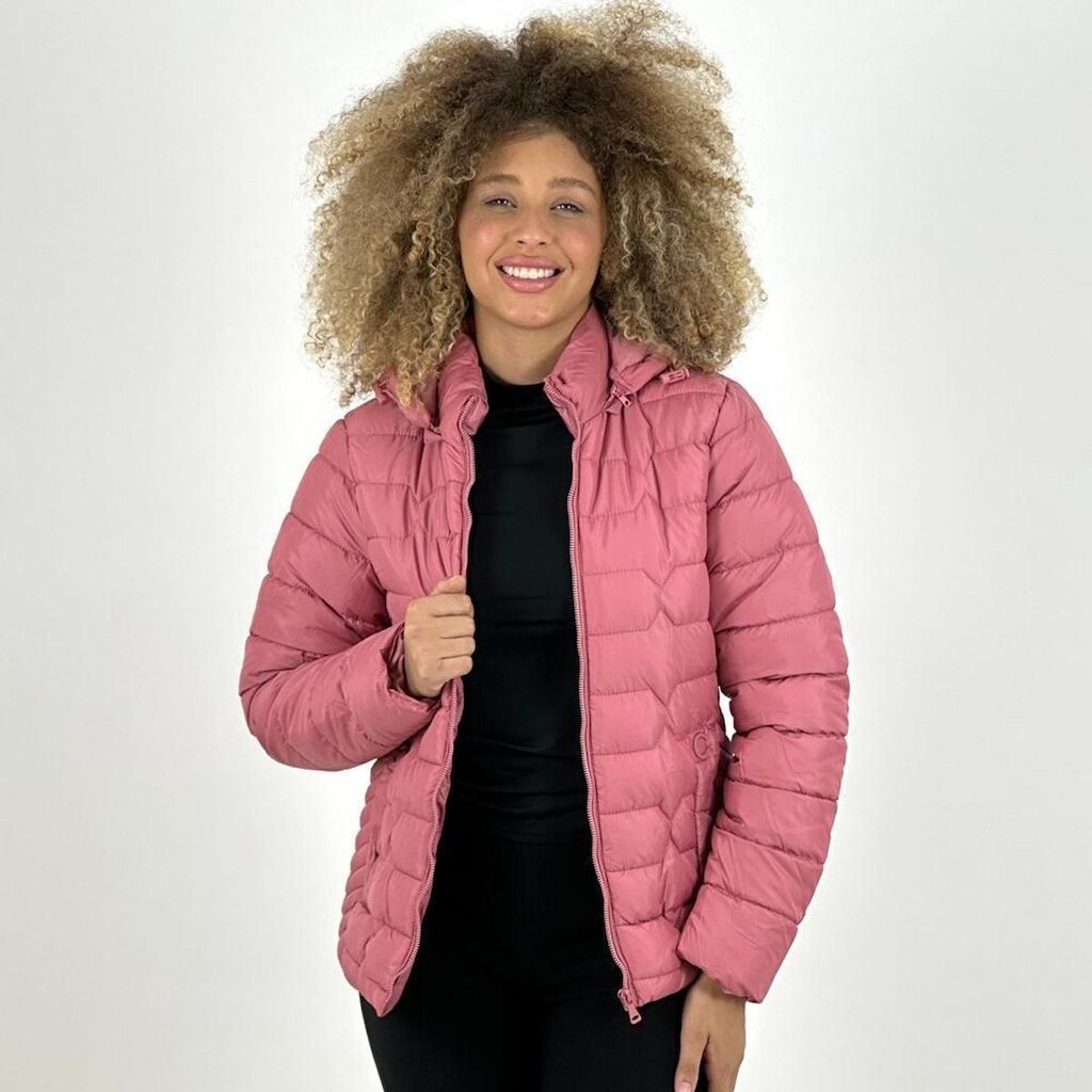 Jaqueta de Nylon Facinelli Gola Alta com Capuz Feminina