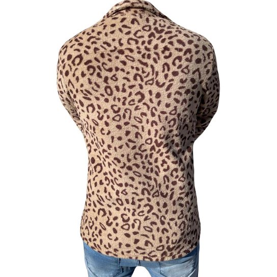 Jaqueta De Pelinho Sherpa Animal Print Masculino Lacapa
