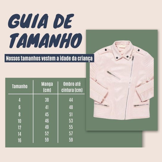 Jaqueta De Suede Infantil Menina Com Zíper Diagonal Rosa
