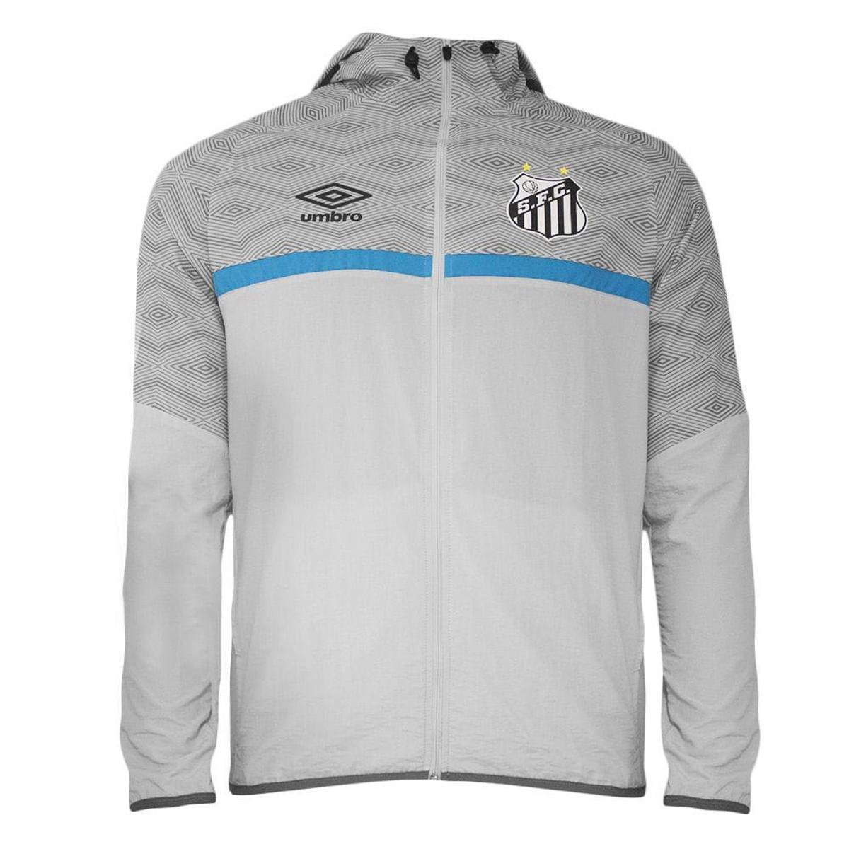 Jaqueta De Treino Umbro Santos Corta-Vento 2021 Cinza+Azul