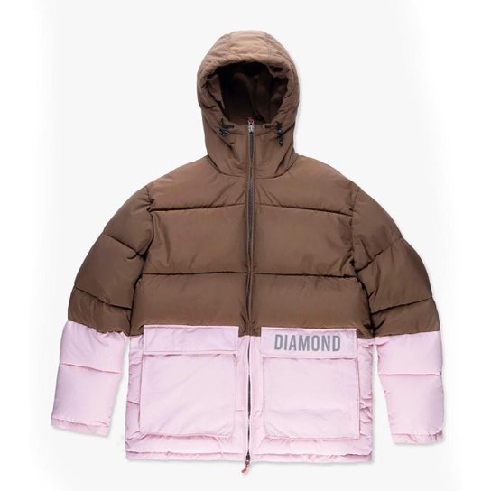 Jaqueta Diamond O5 Puffer Masculino - Laranja+Preto Menor preço em Jaqueta Diamond O5 Puffer Masculino - Laranja+Preto