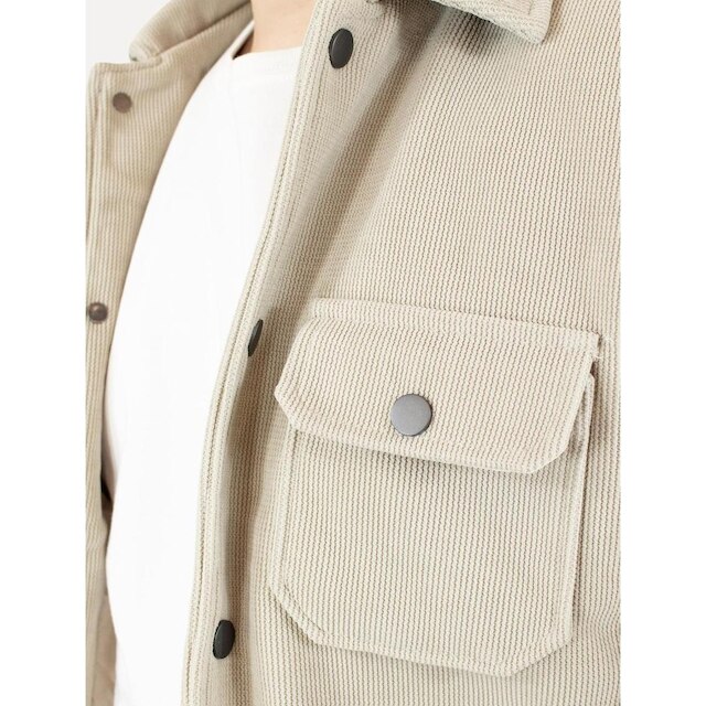 Jaqueta Dixen Masculina Cotelê Canelada Pockets Button Areia