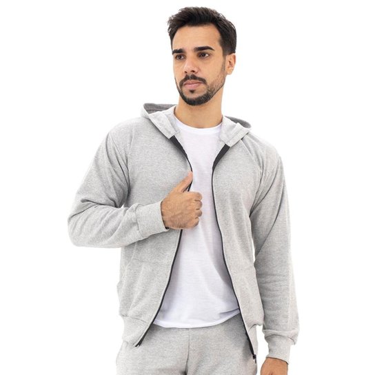 Jaqueta Dpontes Lisa Básica Moletom Masculina - Cinza Claro Menor preço em Jaqueta Dpontes Lisa Básica Moletom Masculina - Cinza Claro