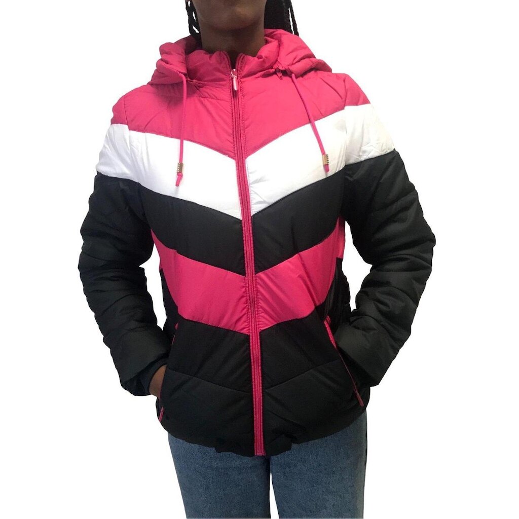 Jaqueta Dunialin Forro com Pelo Preta com Pink 2201