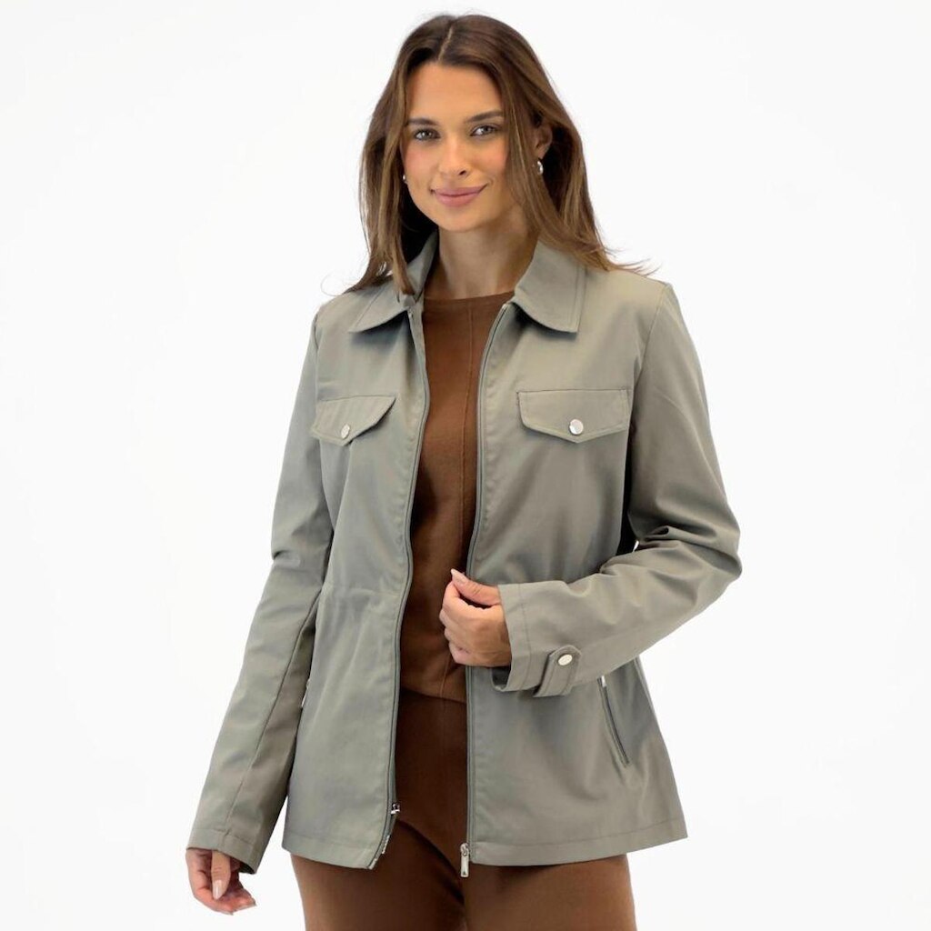 Jaqueta Dunialin Parka em Sarja sem Capuz Feminina