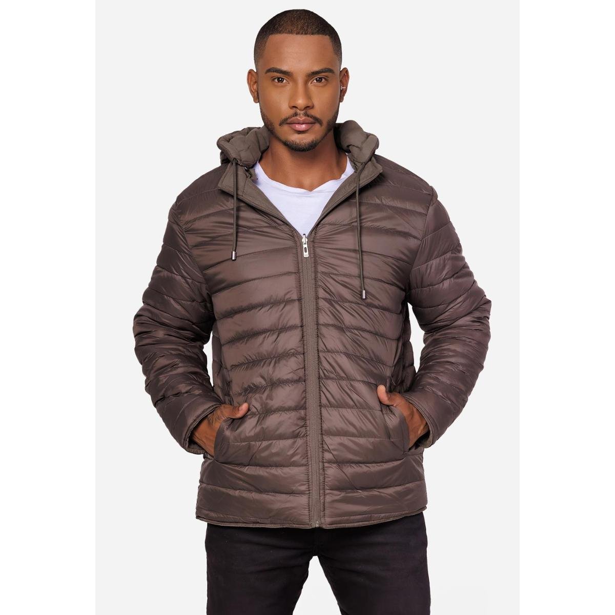 Jaqueta Dupla Face La'Oase Elegante Masculina Capuz Removível