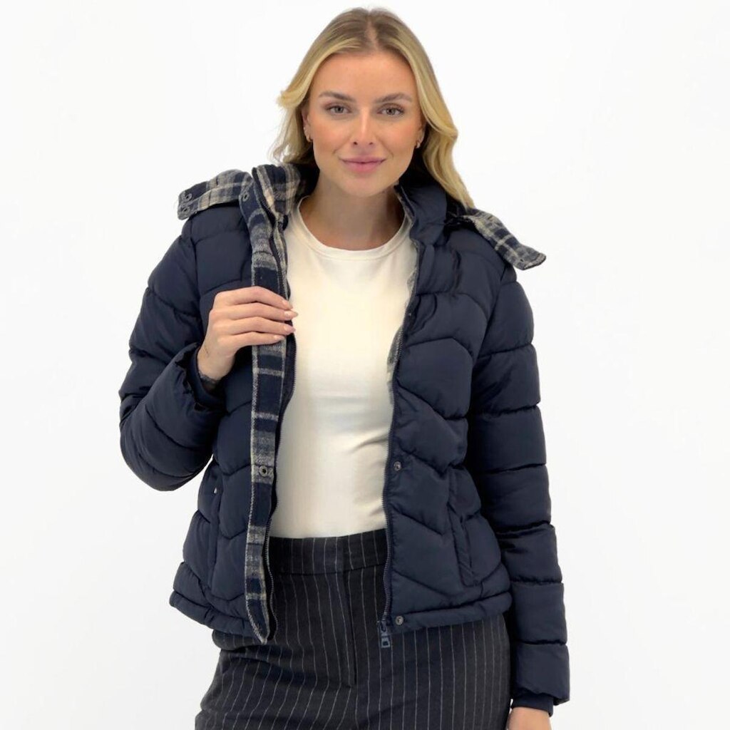 Jaqueta Dyordhana Nylon Xadrez com Capuz Feminina