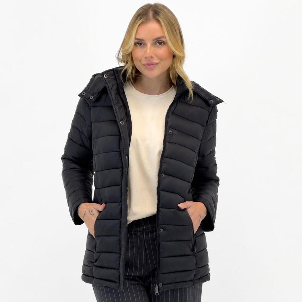 Jaqueta Dyordhana Puffer Nylon com Capuz Feminina