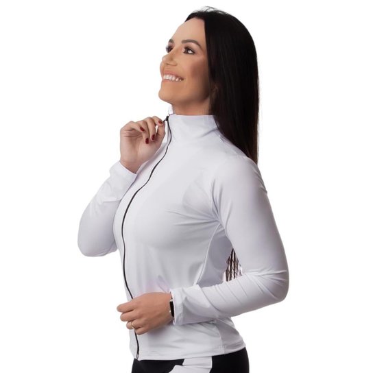 JAQUETA ESPORTIVA FEMININA BRANCA - Branco Menor preço em JAQUETA ESPORTIVA FEMININA BRANCA - Branco