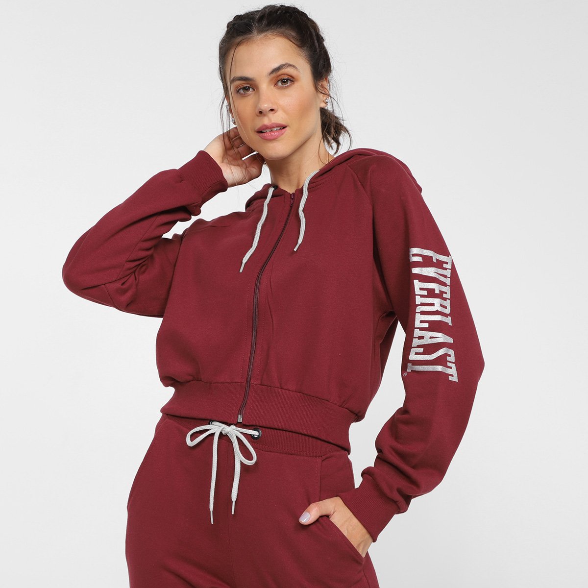 Jaqueta Everlast Moletom Cropped Feminina Menor preço em Jaqueta Everlast Moletom Cropped Feminina