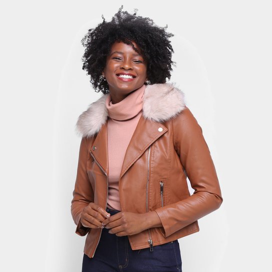 Jaqueta Facinelli Biker Gola De Pelo Feminina - Marrom é ruim? Jaqueta Facinelli Biker Gola De Pelo Feminina - Marrom é boa?