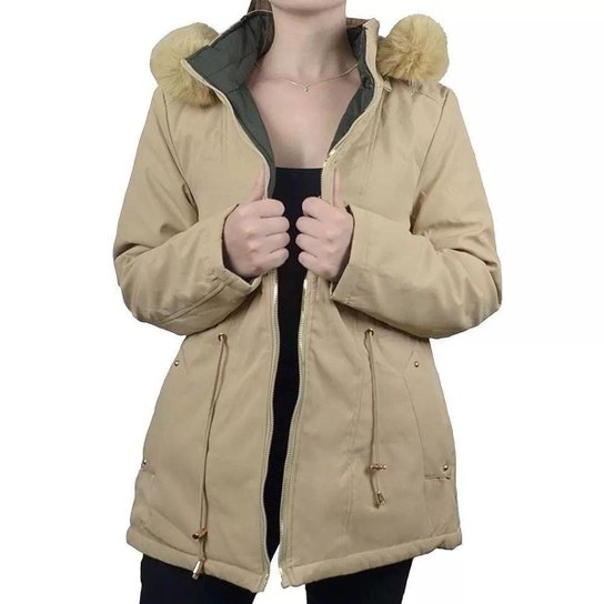 Jaqueta Facinelli Parka Dupla Face Feminina - Bege Menor preço em Jaqueta Facinelli Parka Dupla Face Feminina - Bege