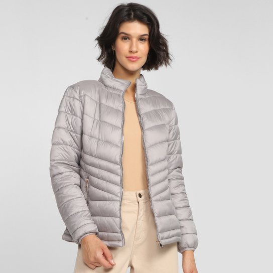 Jaqueta Facinelli Puffer Feminina - Cinza Claro Menor preço em Jaqueta Facinelli Puffer Feminina - Cinza Claro