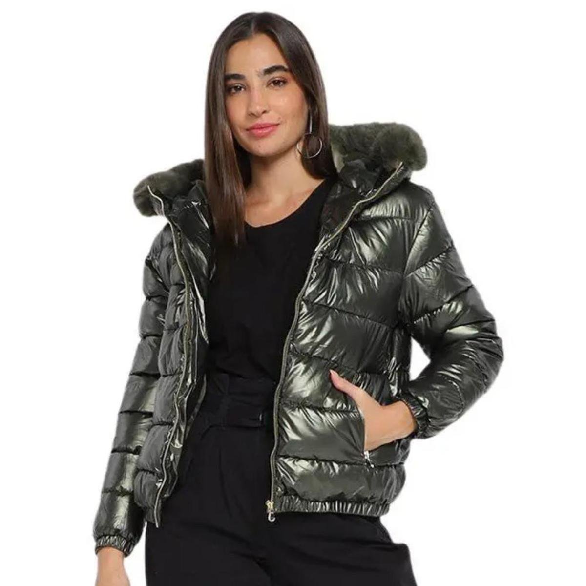 Jaqueta Facinelli Puffer Metalizada Feminina Menor preço em Jaqueta Facinelli Puffer Metalizada Feminina