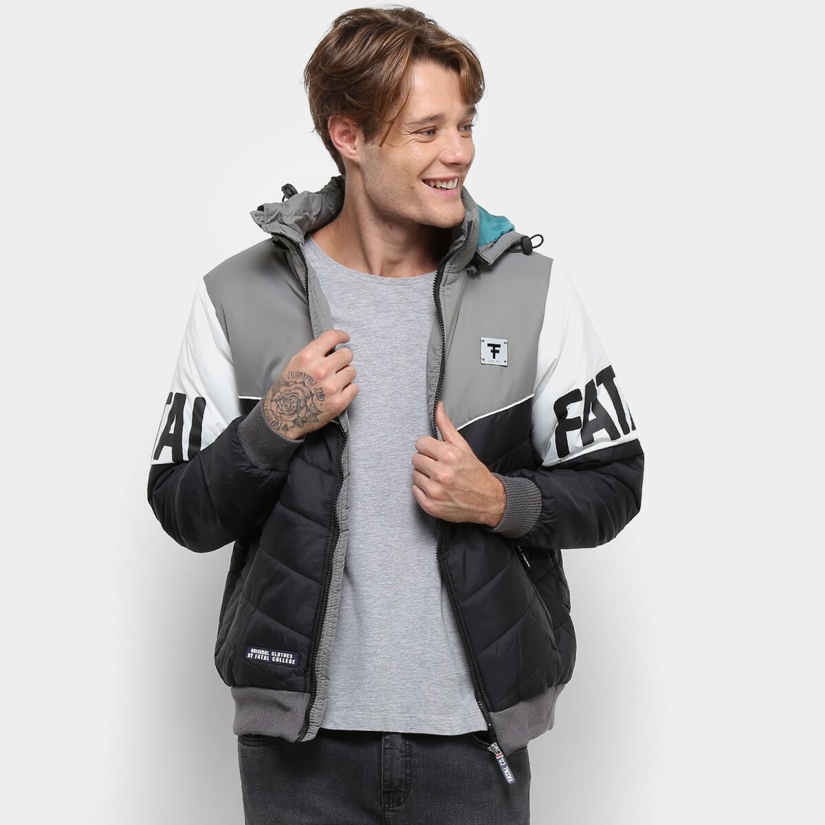 jaqueta masculina capuz removivel