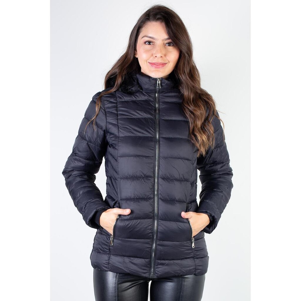 Jaqueta feminina curta de nylon forrada 80239